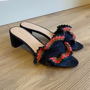 Loeffler Randall Blue Suede Ruffle Slide